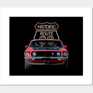 1969 Mustang Mach 1 in our route 66 series on back Posters and Art